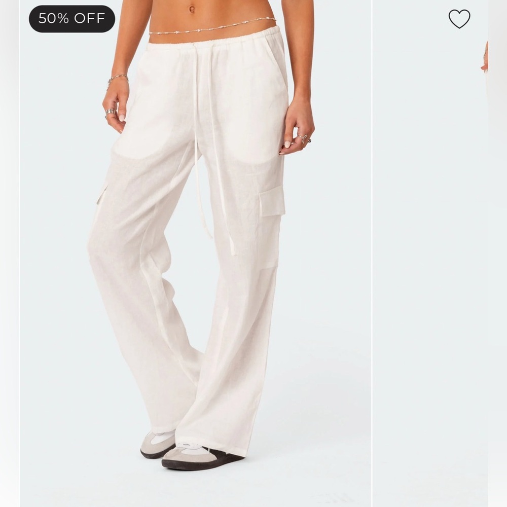 NWT Edikted White Linen Cargo Pants